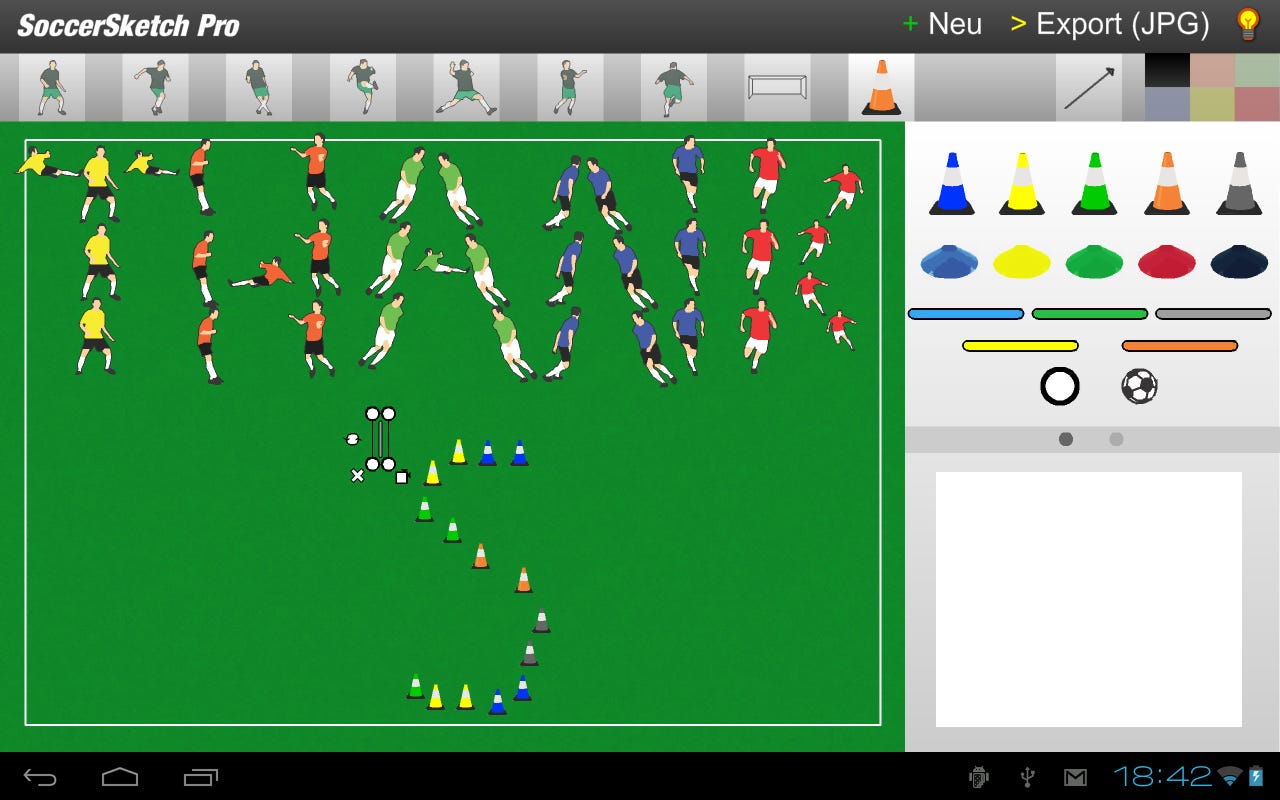 Screenshot of SoccerSketch running on Android Honeycomb